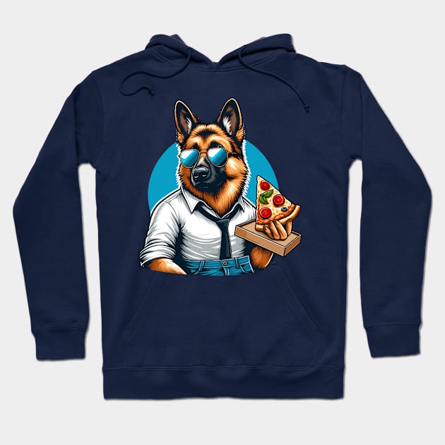 German Shepherd Dog Eating Pizza Hoodie by Graceful Designs